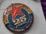 Insigna veche Comemorativa 25 Ani a procuraturii Cehoslovace,insigna de colectie, Europa
