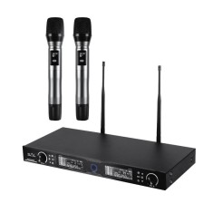 Set 2 microfoane wireless, profesionale, receiver, raza actiune 140 m, uhf MultiMark GlobalProd foto