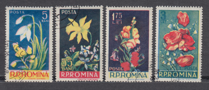 ROMANIA 1956 LP 418 FLORI SERIE STAMPILATA