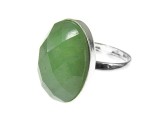 Cumpara ieftin Inel Argint 925 Reglabil cu Aventurin Verde Fatetat 18x13mm. Piatră Naturală, Bijuterie Damă Elegantă