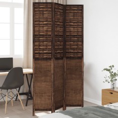 vidaXL Paravan cameră&nbsp;3 panouri, maro &icirc;nchis, lemn masiv paulownia 358704