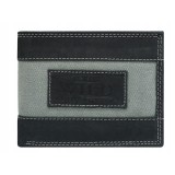 Portofel cu elemente din denim, piele nubuc naturală