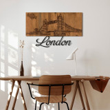 Decoratiune de perete, London, lemn/metal, 58 x 35 cm, negru/maro, Enzo