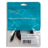 CABLU alimentare si date SPACER, pt. smartphone, USB Type-C (T) la USB Type-C(T), PVC, ambalaj punga, 1.8m, negru &amp;quot;SPDC-TYPEC-TYPEC-PVC-BK-1.8&amp;qu