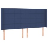 Cumpara ieftin Tablie de pat cu aripioare, albastru, 163x16x118/128 cm, textil