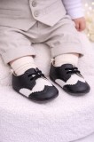 Pantofiori eleganti negri cu insertie alba (Marime Disponibila: 9-12 luni