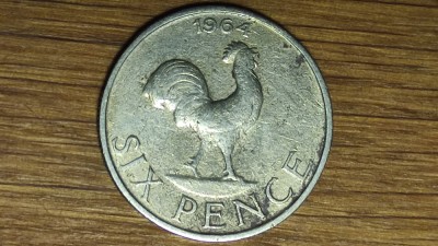 Malawi parte din Commonwealth britanic - moneda coloniala exotica - 6 (six) pence 1964 cocos - greu de gasit ! foto