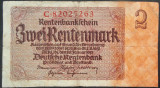 Cumpara ieftin Bancnota 2 RENTENMARK - GERMANIA NAZISTA, anul 1937 *cod 492