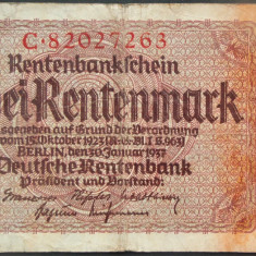 Bancnota 2 RENTENMARK - GERMANIA NAZISTA, anul 1937 *cod 492