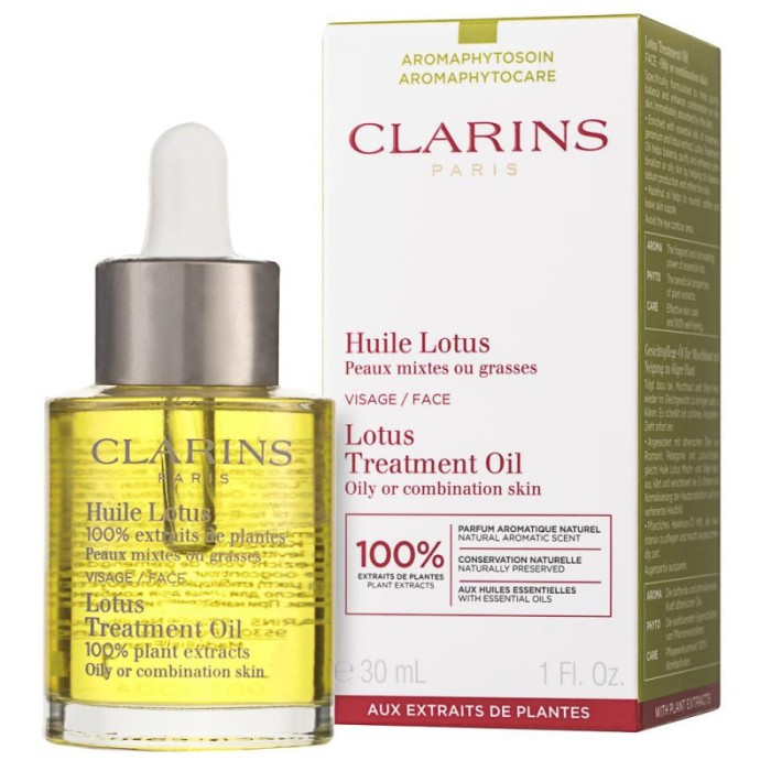 Clarins Lotus Treatment Oil ulei de regenerare cu efect de netezire ziua și noaptea 30 ml