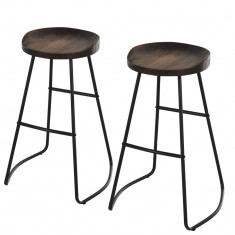 HOMCOM Set 2 Scaune de Bar Stil Industrial cu Design Ergonomic Maro 49.5x44x71 cm | Aosom Romania