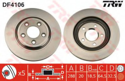 Disc frana JAGUAR XJ (N3, X350, X358) (2003 - 2009) TRW DF4106 foto