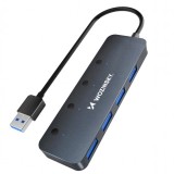 Hub USB WZK WHS080YSS, 4 x USB-A 3.0, Gri