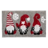 Covoras Gri de Baie cu 3 Figuri Gnome Lurex Argintiu de Craciun 75x45cm, CMCLASS