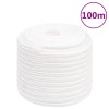 VidaXL Fr&acirc;nghie de barcă, alb complet, 16 mm, 100 m, polipropilenă