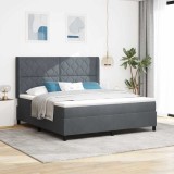 vidaXL Pat cu boxă spring LED și saltea Manual Gri &icirc;nchis 180 x 200 cm