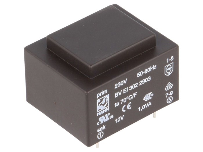 Transformator PCB 1VA 230VAC 12V
