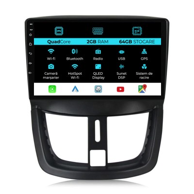 Navigatie Dedicata Peugeot 207 (2006-2015), 9Inch, 2Gb Ram, 64Gb Stocare, Carplay foto