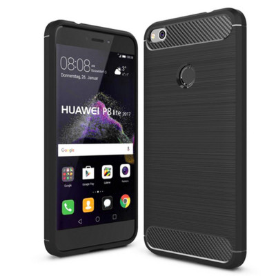 Husa pentru Huawei P9 Lite 2017 / P8 Lite 2017, Techsuit Carbon Silicone, Black foto