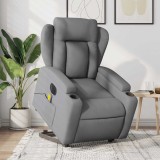 vidaXL Fotoliu electric masaj rabatabil cu ridicare, gri &icirc;nchis textil