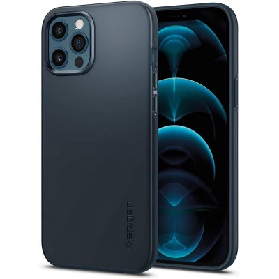 Husa Plastic Spigen THIN FIT pentru Apple iPhone 12 Pro Max, METAL SLATE, Bleumarin ACS02293 foto