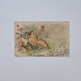 Carte Postala tematica alegorica, litografie, circulata cu timbru 1903 Oravita - Oravicza / Caras / Banat / Romania