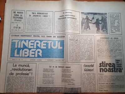 ziarul tineretul liber 7 ianuarie 1990-articole despre revolutie foto