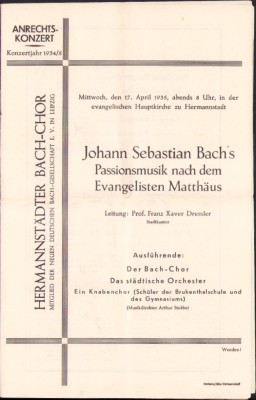 A2477N Hermanst&amp;auml;dter Bach-Chor, Anrechts-Konzert, program, 1935, Sibiu foto