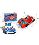 Masina Mecanica pentru Copii Sonic, Rosie, cu Sunet si Lumina, Mecanism Inertie, Plastic, Peste 3 ani