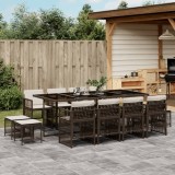 Gossi set mobilier de gradina, 13 piese, maro, cu perne, poliratan