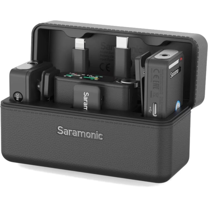 Microfon wireless Saramonic Ultra 01, 1x Receiver, 2x Microfon, Autonomie microfon 6 ore, Raza de actiune 250-300m, Noise canceling, Negru