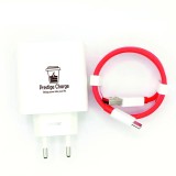 Incarcator SuperVooC USB 80W, PRESTIGE CHARGE&reg;, pentru OnePlus, inclus cablu 8A, USB la USB-C, transfer date si incarcare, 1m, alb si rosu