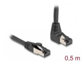 Cablu de retea RJ45 Cat.8.1 S/FTP drept/unghi 90 grade sus 0.5m Negru, Delock 80393