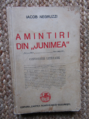 Iacob Negruzzi - Amintiri din Junimea 1939 foto