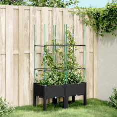 vidaXL Jardinieră de grădină cu spalier, negru, 80x40x142,5 cm, PP