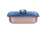Tava Royalty Line antiaderenta, cu &icirc;nvelis de marmura si capac de sticla, 5.3 L. Handy KitchenServ