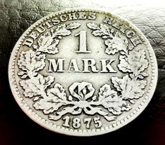 GERMANIA - 1 Mark 1875 C Frankfurt - Argint .900 - Imperiul German - Marca - (1) foto