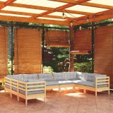 vidaXL Set mobilier de grădină cu perne, 5 piese, gri, lemn de pin 3097318