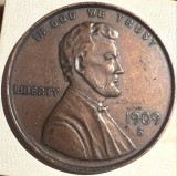 Medalie Cupru Lincoln VDB 1909 Supradimensionat 77mm, 69.1g - Numismatica Colectie