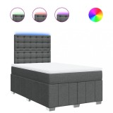 Cumpara ieftin Pat box spring cu saltea, gri inchis, 120x190 cm, textil