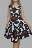 Max Mara, rochie cu imprimeu floral si fusta in clos, multicolor, M