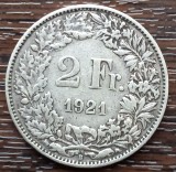 Moneda Argint Elvetia 2 Franci 1921, Helvetica, Numismatica