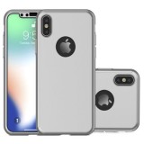 Husa Apple iPhone XS, FullBody Argintiu, acoperire completa 360 grade cu folie de sticla gratis