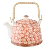 Cumpara ieftin Ceainic din ceramica alba roz 18 cm x 14 cm x 12 h , 0.7 L