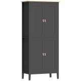 HOMCOM Bufet de bucătărie, mobilier de depozitare &icirc;nalt cu LED reglabil și senzor de mișcare, 80 x 40 x 176,5 cm, negru | Aosom Romania