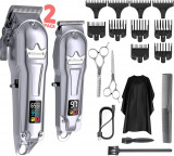 Mașină de tuns Uee pentru bărbați + set de tuns cu lamă &icirc;n T, set profesional de tuns pentru barba Trimmer pentru bărbați, femei, copii, set de tuns c, Oem