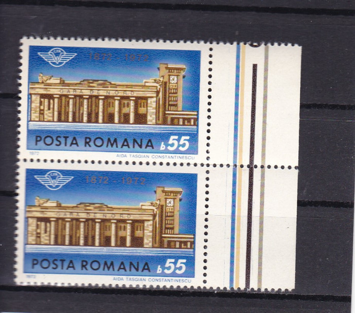 ROMANIA 1972 LP 796 - 100 ANI GARA DE NORD BUCURESTI PERECHE MNH