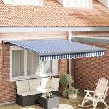 vidaXL Marchiză Manuală Retractabilă Albă și Albastră 300x250 cm