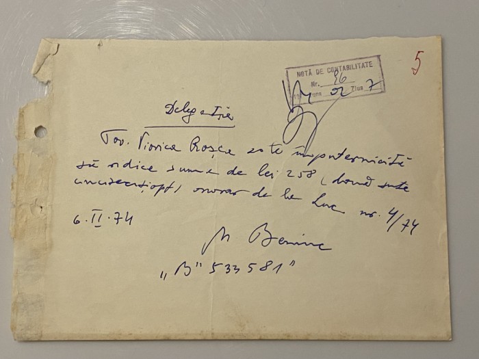 Mihai Beniuc - document vechi - manuscris, semnatura olografa
