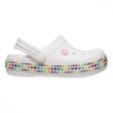 Saboți Crocs Crocband Gem Band Clog Kids Alb - White, 28, 33